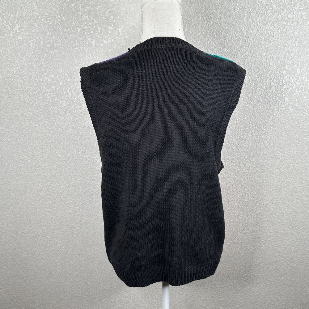 Koret Sport Vintage Floral Colorful Knit Cottagecore Vest Button Closure Sz Med - Picture 4 of 5